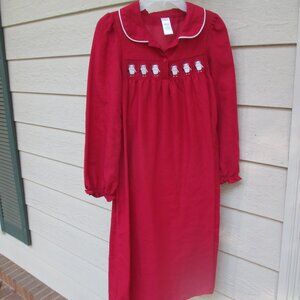 Vintage Gymboree Penguin Smocked Red Holiday Nightgown L 10-12